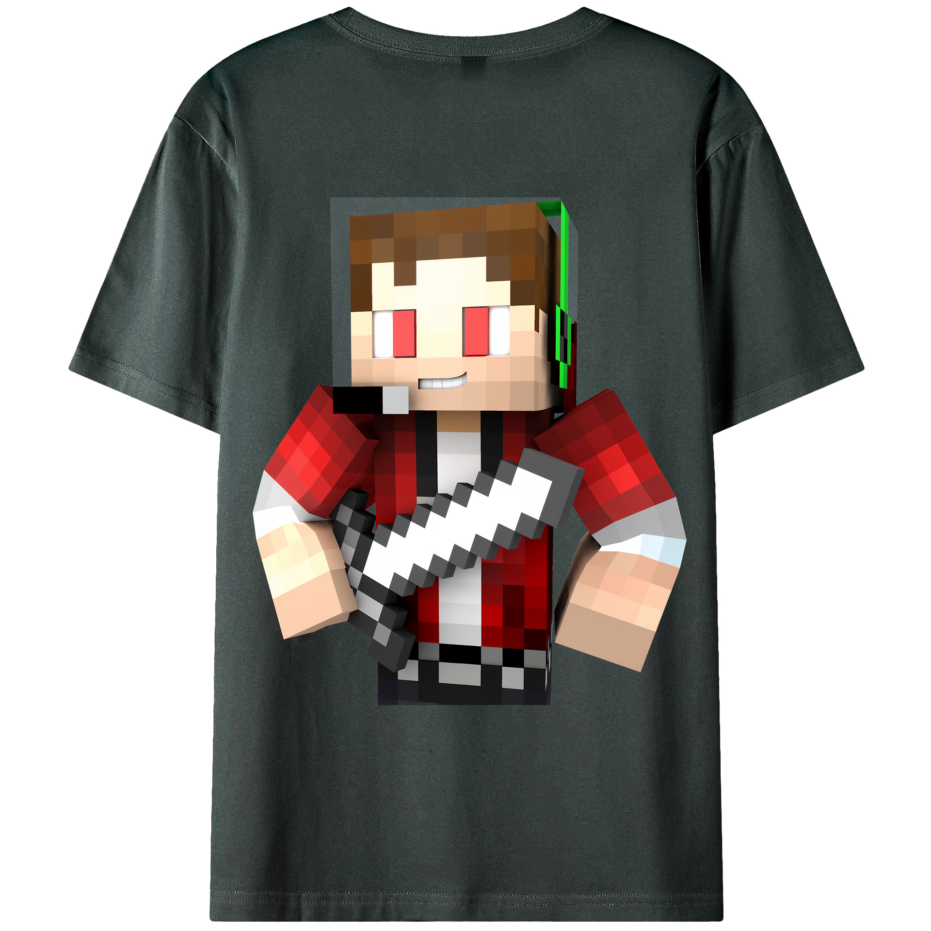 （画像用） マインクラフト ブロックの世界 Minecraft MC Block world 綿100％ メンズ半袖Tシャツ（バックプリント） 通気性